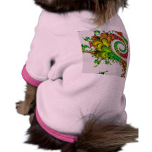 Green and Pink Fractal Swirls and Twirls Doggie Tee