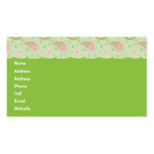 Green And Pink Paisley Profile Card Business Card Template