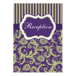 Green and Purple Stripes & Damask Enclosure Card Business Card Templates