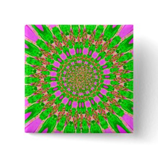 Green and Purple Sunflower Art Button