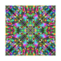 Green and Rainbow Mandala Pattern Gallery Wrap Canvas