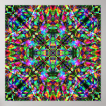 Green and Rainbow Mandala Pattern Print