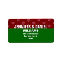 Green and Red Christmas Stars Modern Simple W1622 Personalized Address Labels