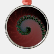 Green and Red Futuristic Fractal Spirals Swirls Christmas Ornaments