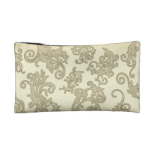 Green and Sepia Leaves Makeup Bag