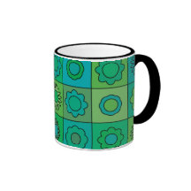 Green and Turquoise Hippie Flower Pattern Mug