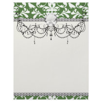 green and white bird damask pattern custom letterhead