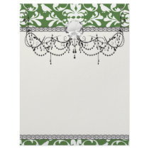 green and white bird damask pattern letterhead template
