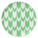 Green and White Chevron Pattern. plates