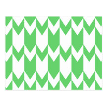 Green and White Chevron Pattern. Post Cards
