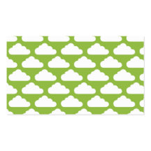 Green and White Cloud Pattern Business Card Template