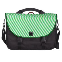 Green and White Diagonal Stripes Computer Bag