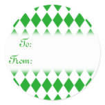 Green and White Diamonds Gift Tag Sticker