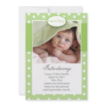 Green and White Dots Vertical Birth Announcement
