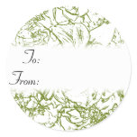 Green and White Floral Christmas Gift Tag Sticker