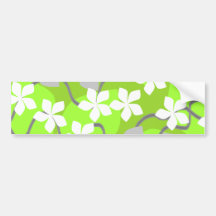 Green and White Flowers. Floral Pattern. Bumper Sticker