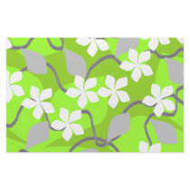 Green and White Flowers. Floral Pattern. Custom Stationery