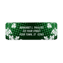 Green and White Flowers Label