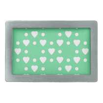 Green and White heart pattern belt buckles