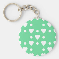 Green and White heart pattern keychains