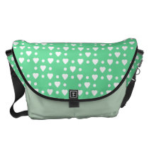 Green and White heart pattern messenger bags