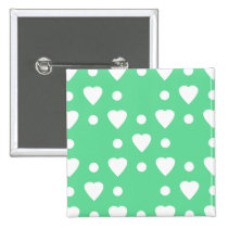 Green and White heart pattern buttons