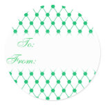 Green and White Netting Gift Tag Sticker