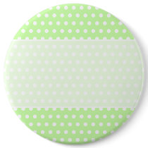 Green and White Polka Dot Pattern. Spotty. Pinback Buttons