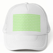 Green and White Polka Dot Pattern. Spotty. Mesh Hat