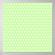 Green and White Polka Dot Pattern. Spotty. Print