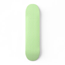 Green and White Polka Dot Pattern. Spotty. Skate Board Deck