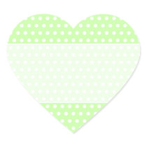 Green and White Polka Dot Pattern. Spotty. Heart Sticker