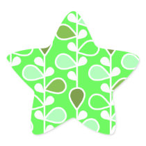 Green and White Retro Flowers Stickers