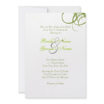 Green and White Retro Wedding Invitation