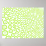Green and White Shapes Against a Black Background Posters