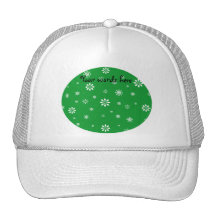 Green and white snowflakes mesh hats