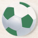 Green and White Soccer Ball Coaster