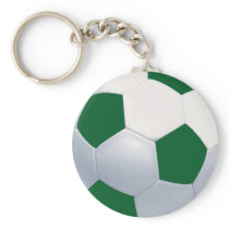 Green and White Soccer Ball Keychain