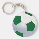 Green and White Soccer Ball Keychain