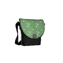 Green and White Stars messenger bags