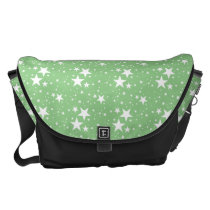 Green and White Stars messenger bags