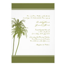 Green and White Tropical Palms Invitation
