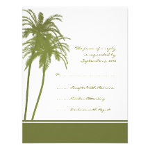 Green and White Tropical Palms Invitation RSVP