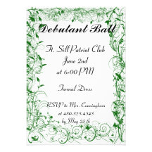 Green and White Vine Invitation