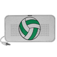 green and white volleyball travelling speakers