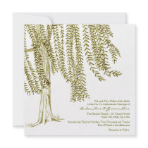 Green and White Willow Tree Wedding Invitation