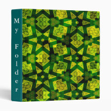 Green and Yellow  Geometric Avery Binder