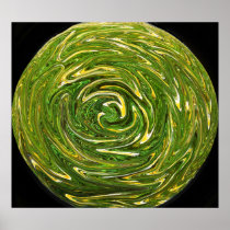Green and Yellow Polythene Crunch Sphere Print
