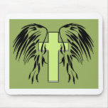 Green Angel wings with cross Mousepad