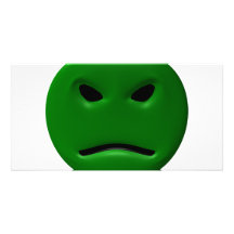 Green Angy Smiley Personalized Photo Card